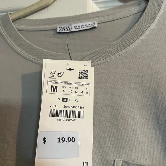 BRAND NEW | Men’s Zara Gray T-Shirt (Size Medium) - Picture 2 of 3